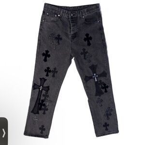 Chrome Hearts Black Cross-Embellished Jeans